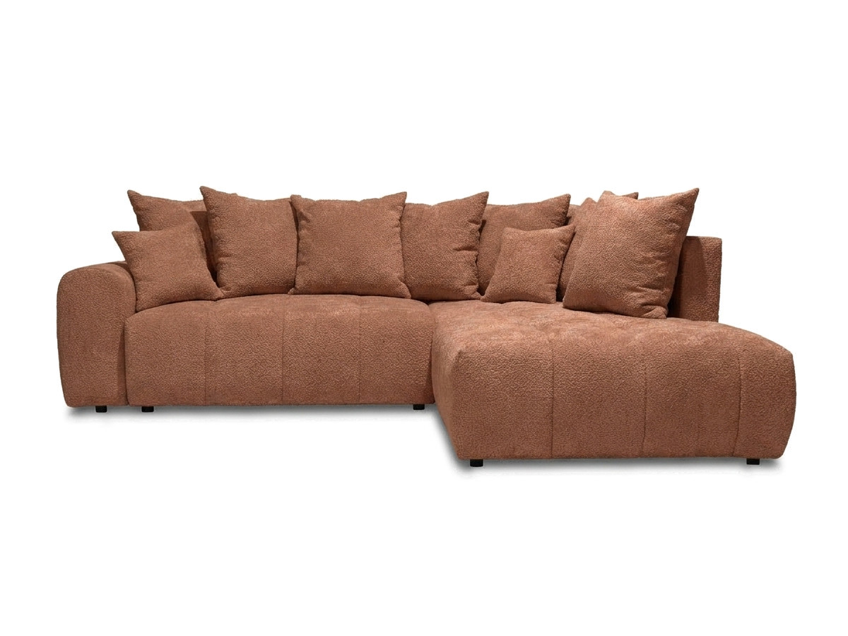 Bobochic Roxelane Ecksofa mit Schlaffunktion und Bettkasten Bouclé-Stoff Orange Ecke rechts