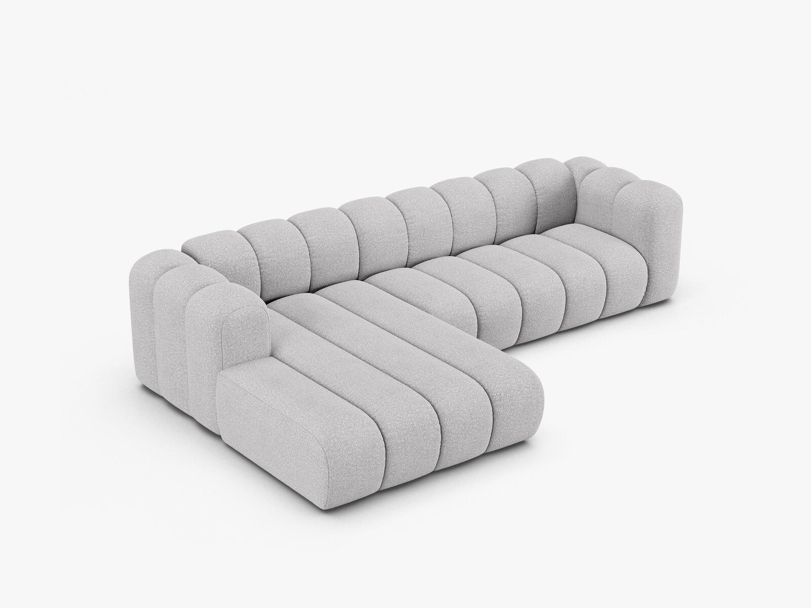 Micadoni Modulares Ecksofa Lupine 4-Sitzer Links Boucle Baloo Hellgrau