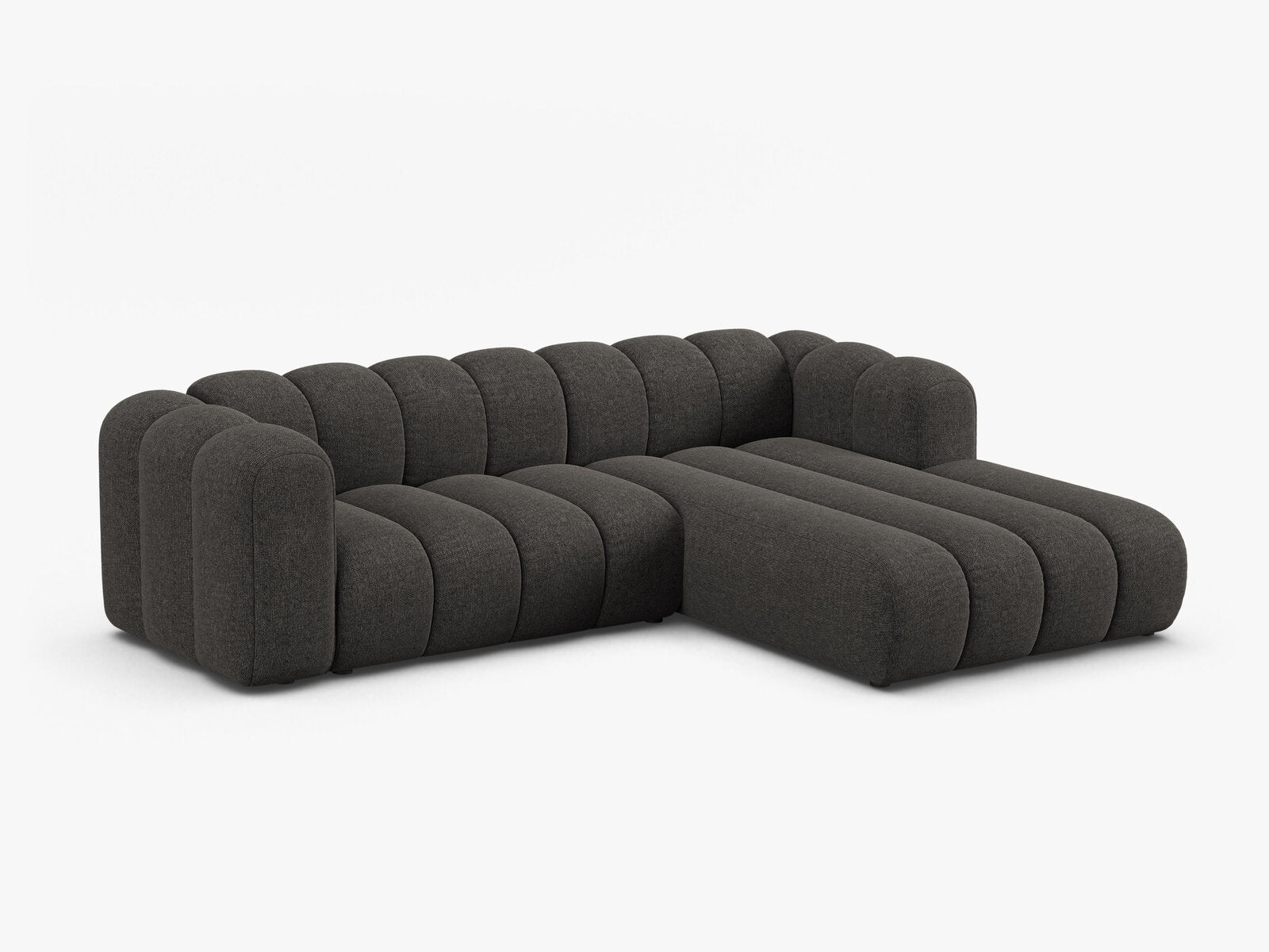 Micadoni Modulares Ecksofa Lupine 4-Sitzer mittelgroß Rechts Chenille Eden Dunkelgrau