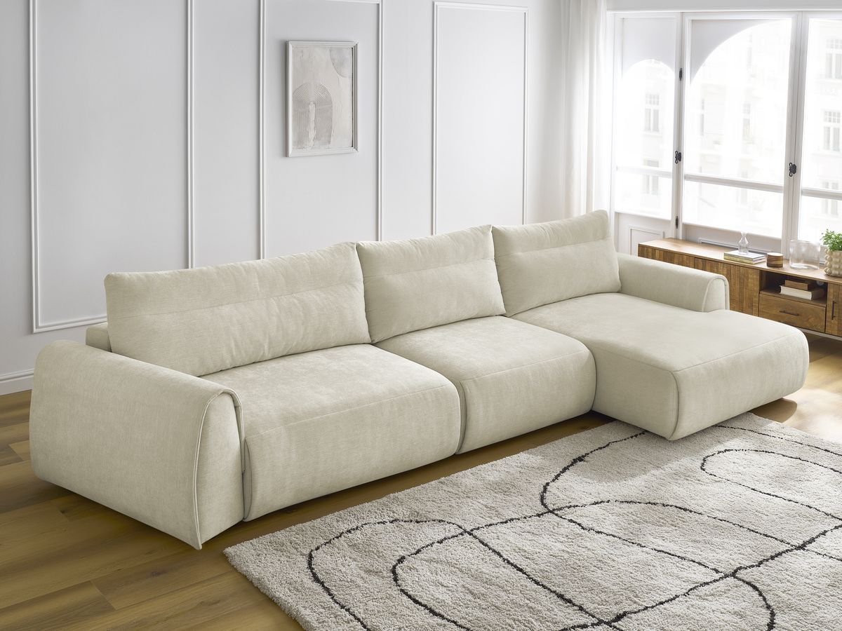 Bobochic Aden Ecksofa 386 × 152 cm Stoff Beige Ecke rechts