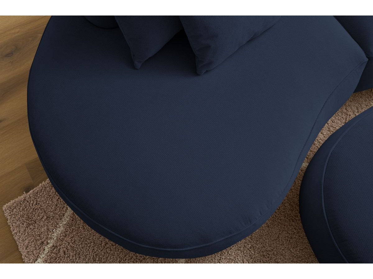 Bobochic Saint-germain Sofa 5-Sitzer mit Pouf Strukturstoff Dunkelblau