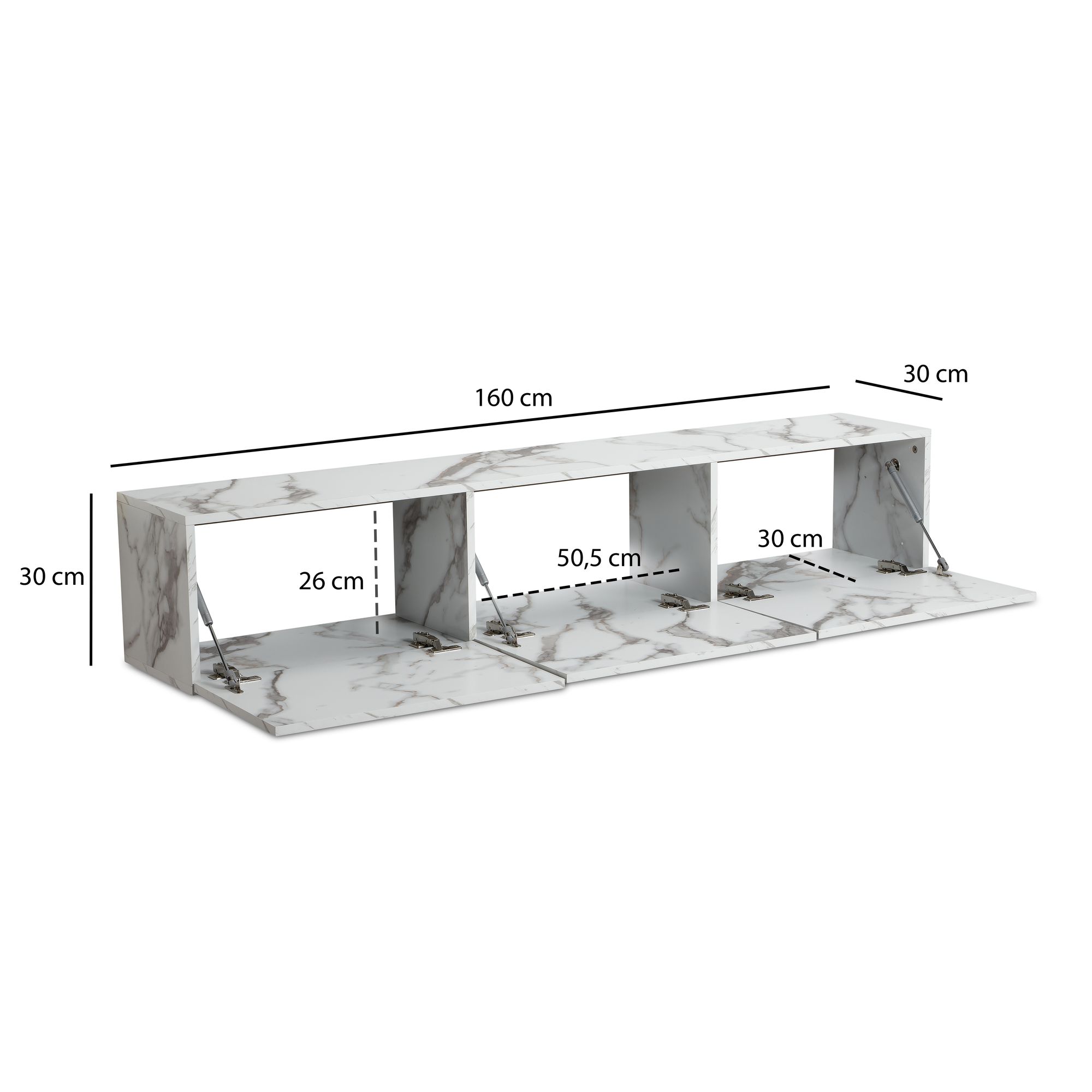 TV-Board Hasvik Marmoroptik Weiß Breite 160 cm