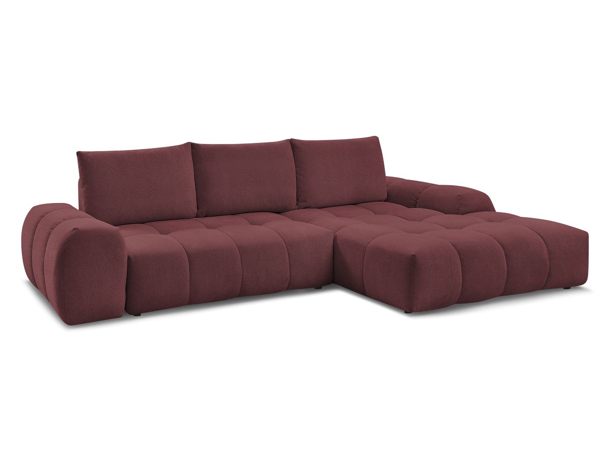 Bobochic Everest Ecksofa mit Schlaffunktion und Bettkasten 318 × 180 cm, 3 Kissen Melange-Stoff Rot Ecke rechts