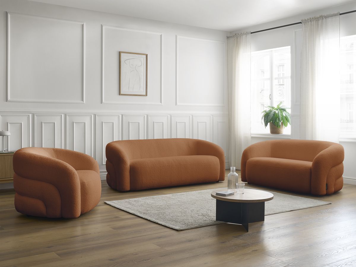 Bobochic Elina Sofa 6-Sitzer Bouclé-Stoff Orange