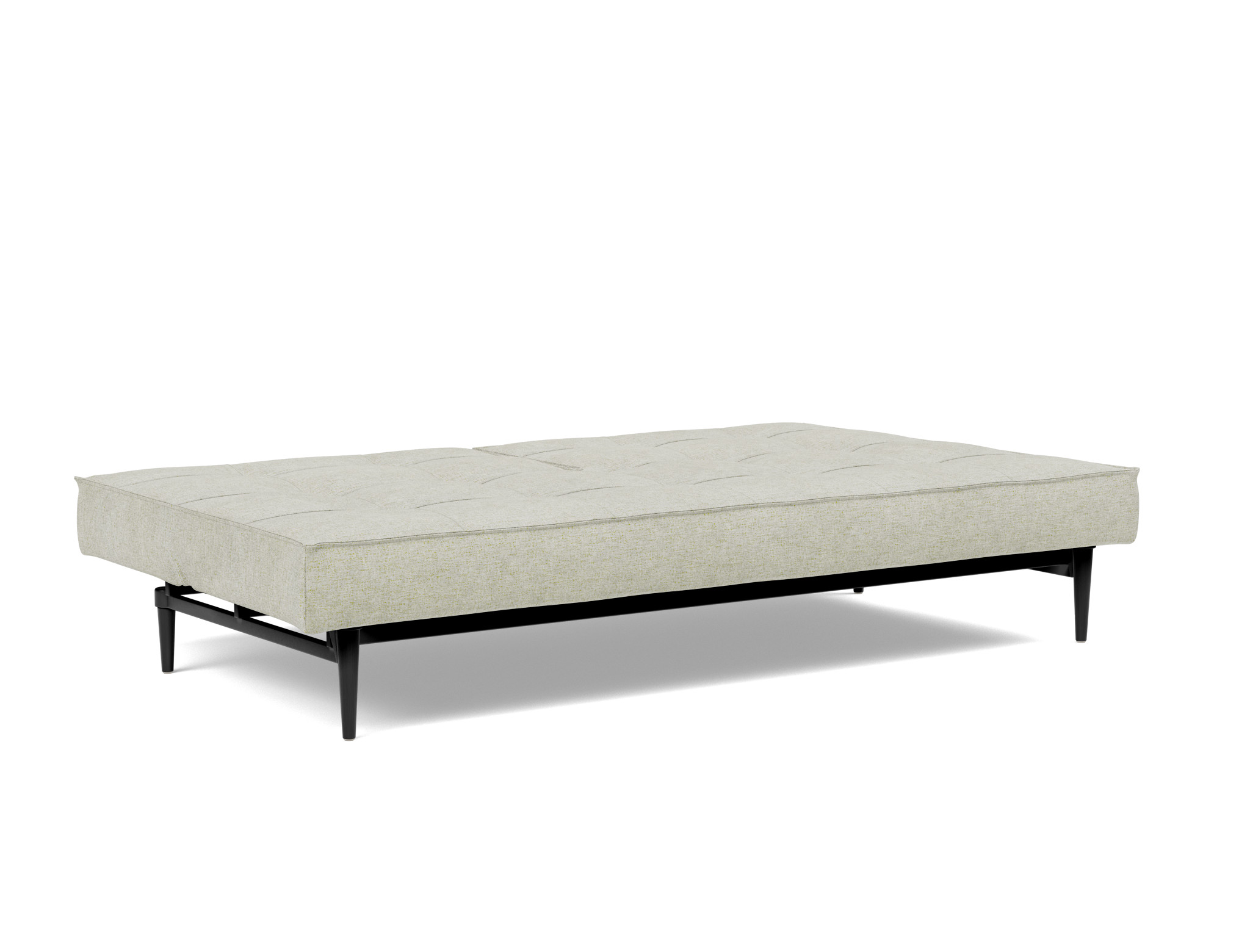 Schlafsofa Splitback Flachgewebe Avella 280-Sand Beine Styletto Eiche schwarz