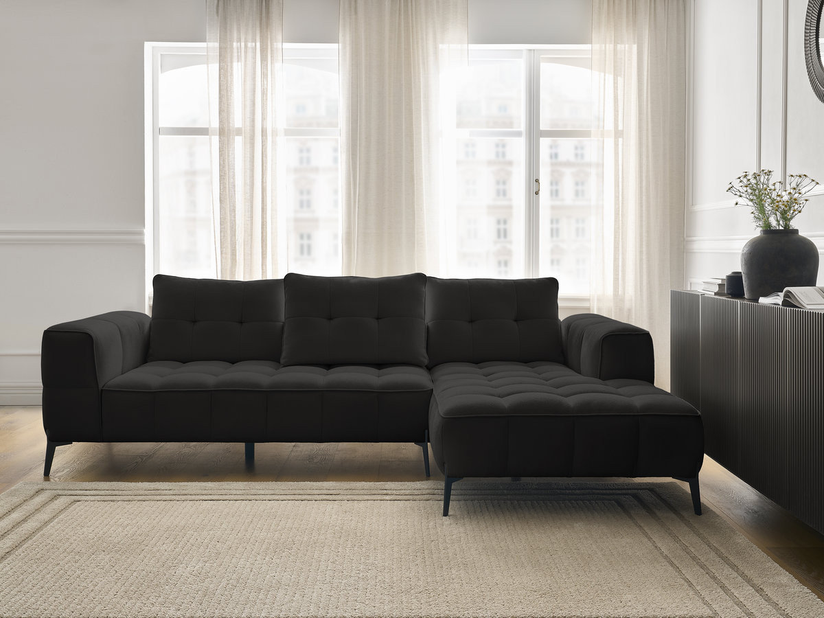 Bobochic Anis Ecksofa Strukturstoff Schwarz Ecke rechts
