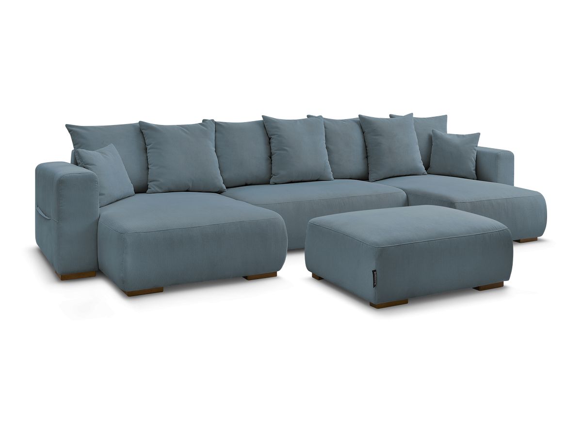 Bobochic Sidonie Wohnlandschaft mit Pouf Cordsamt Dunkelblau