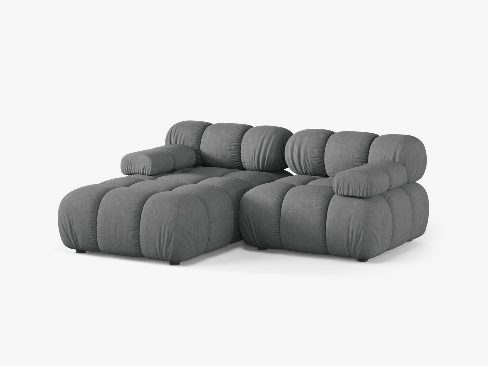 Micadoni Modulares Ecksofa Bellis 3-Sitzer Links Strukturierter Stoff Liberty Grau