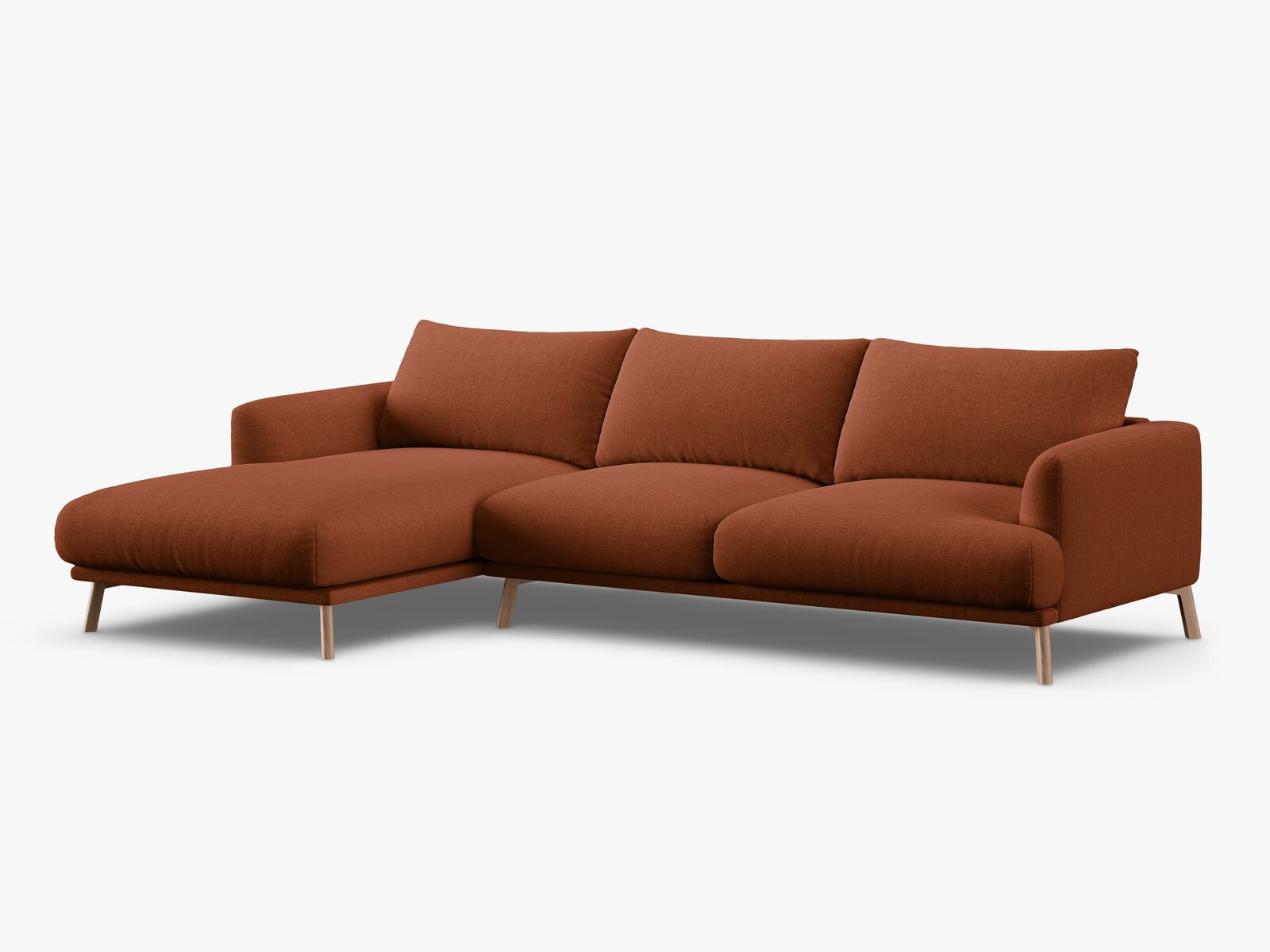 Micadoni Ecksofa Naomi 4-Sitzer Links Strukturierter Stoff Liberty Ziegel