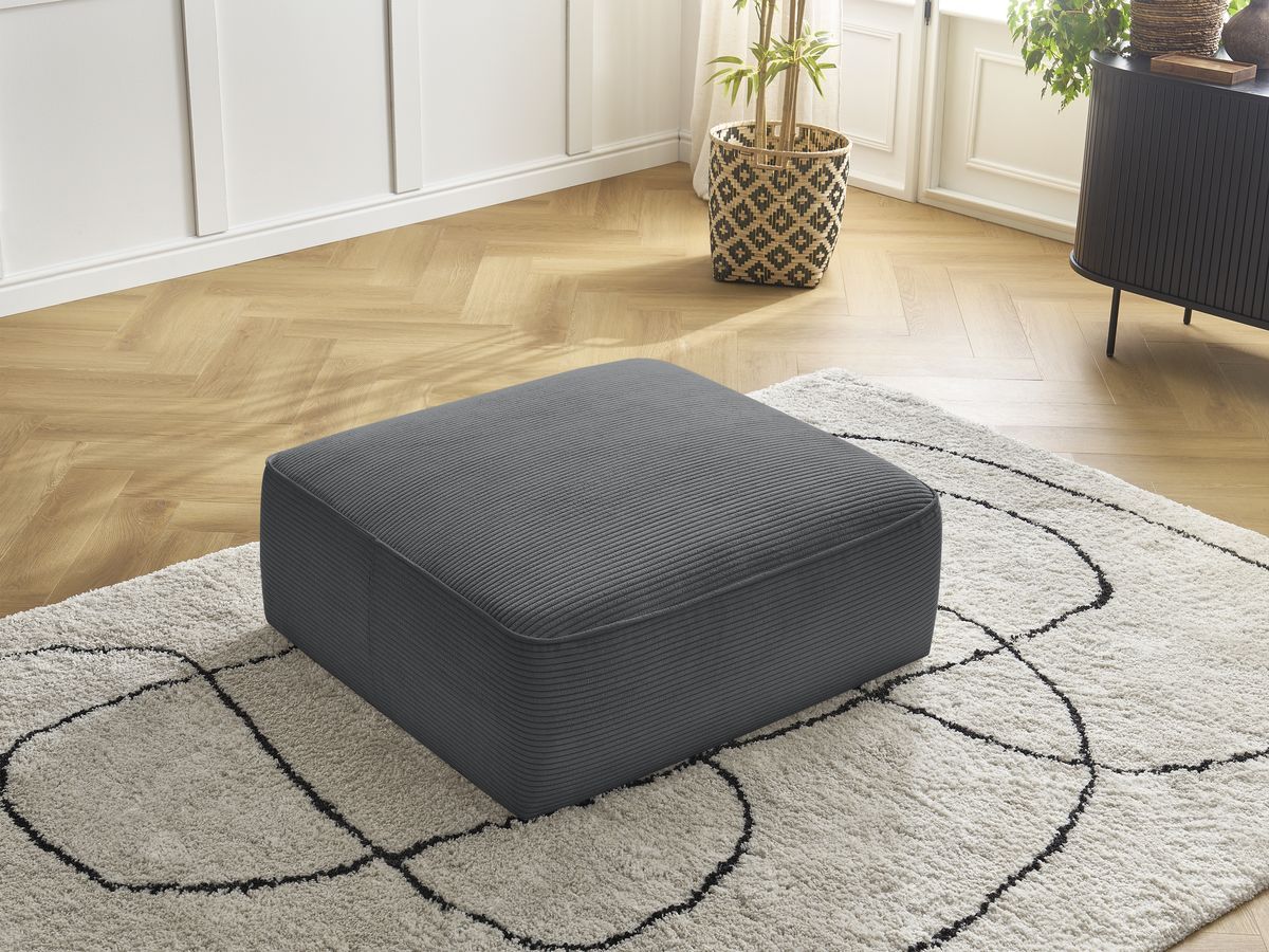 Bobochic Leopold Pouf Cordsamt Dunkelgrau