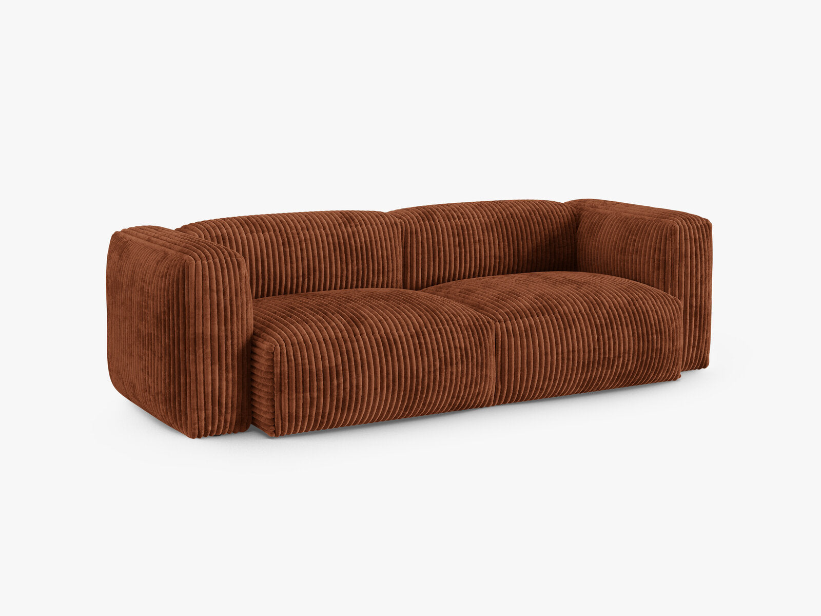 Micadoni Sofa Martina 3-Sitzer 90cm Sitztiefe Kord Tilia Ziegel