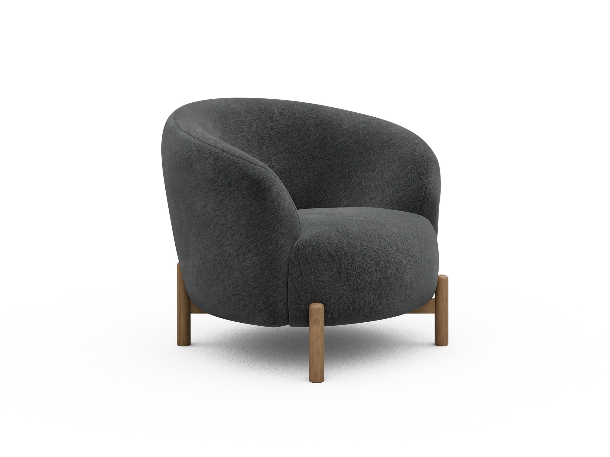 Sessel Ronda Holzbeine Eiche Natur Samt Smooth 811-Deep-Warm-Grey