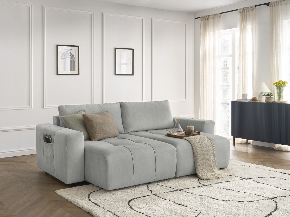 Bobochic Arsene Sofa 4-Sitzer Samt Hellgrau