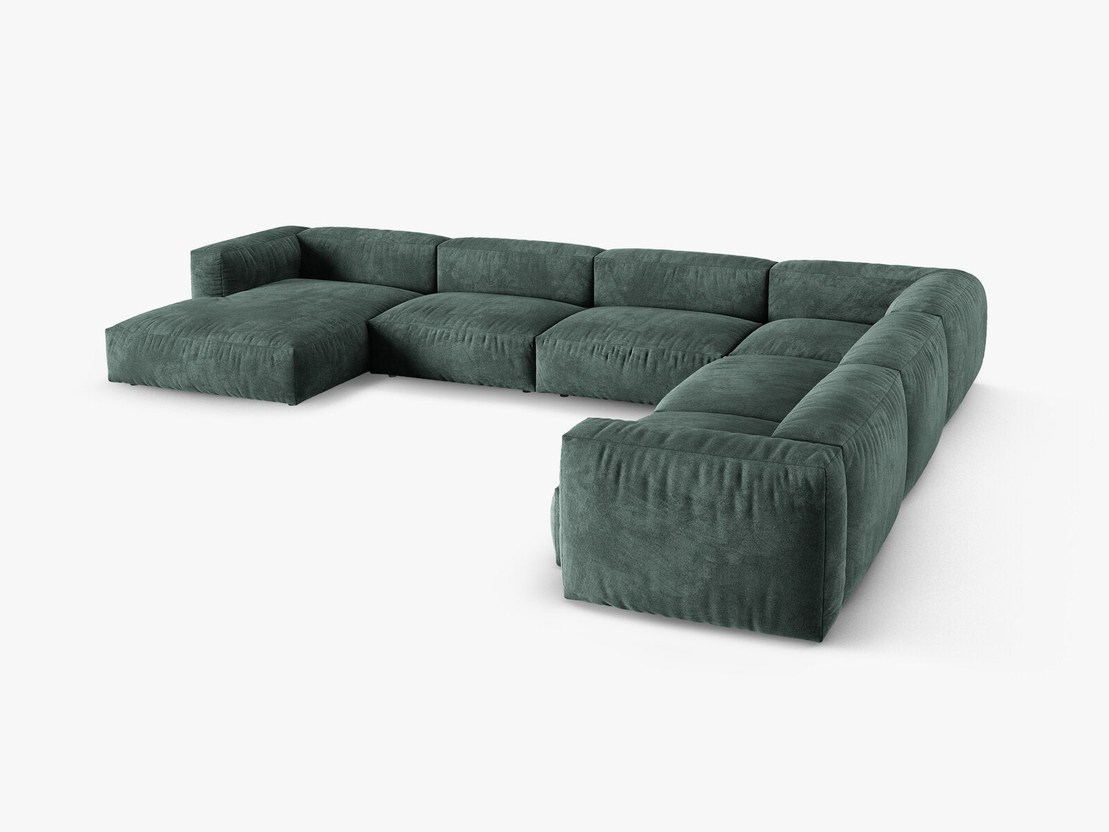 Micadoni modulares Ecksofa XL Martina 6-Sitzer 90cm Sitztiefe Rechts Samt Vogue Petrol
