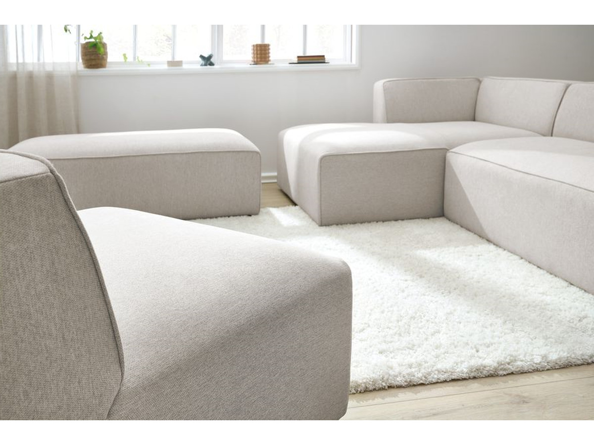 Bobochic Megeve Ecksofa mit Pouf Melange-Stoff Beige Ecke links