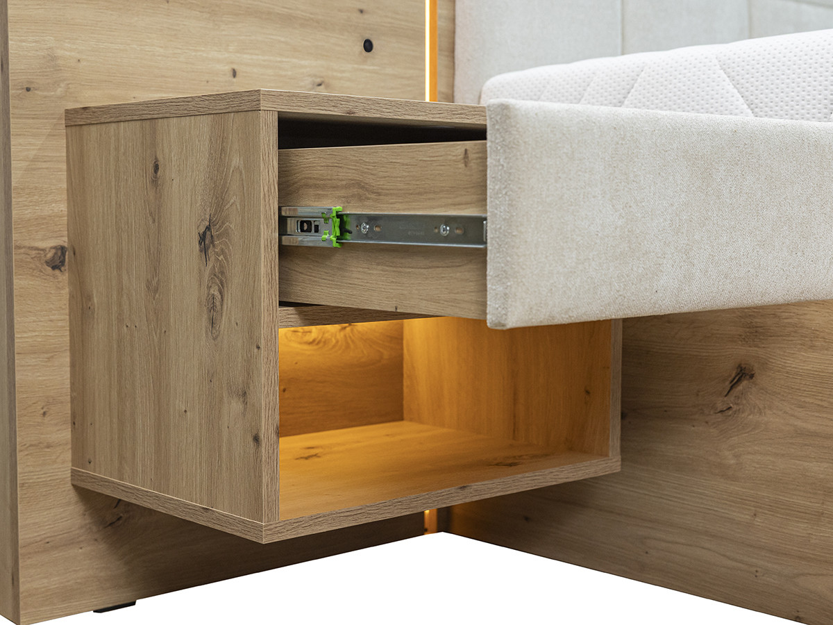 Bobochic Ryokan Polsterbett mit Bettkasten Strukturstoff Beige, Liegefläche 160 × 200 cm
