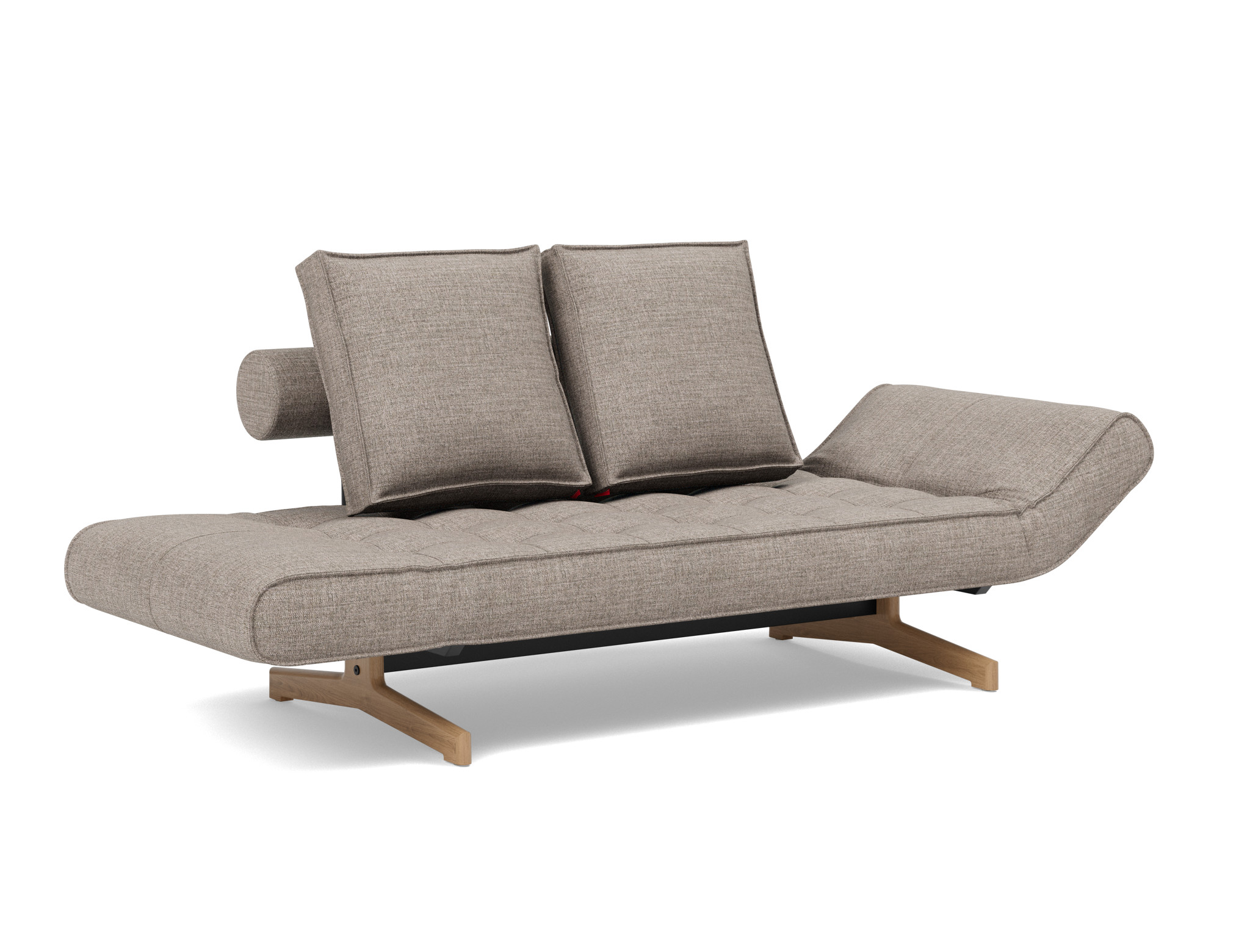 Tagesbett Ghia Chenille Yuveno 472-Warm-Grey Beine Eiche