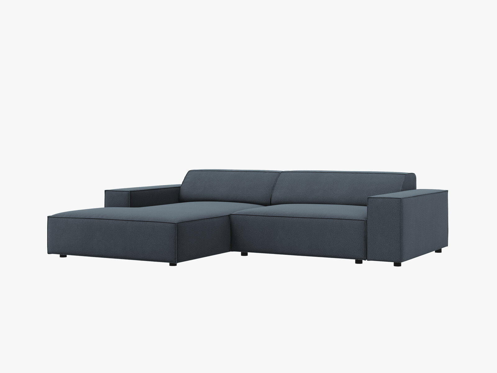 Micadoni Ecksofa Jodie 3-Sitzer Links Strukturierter Stoff Megan Blau