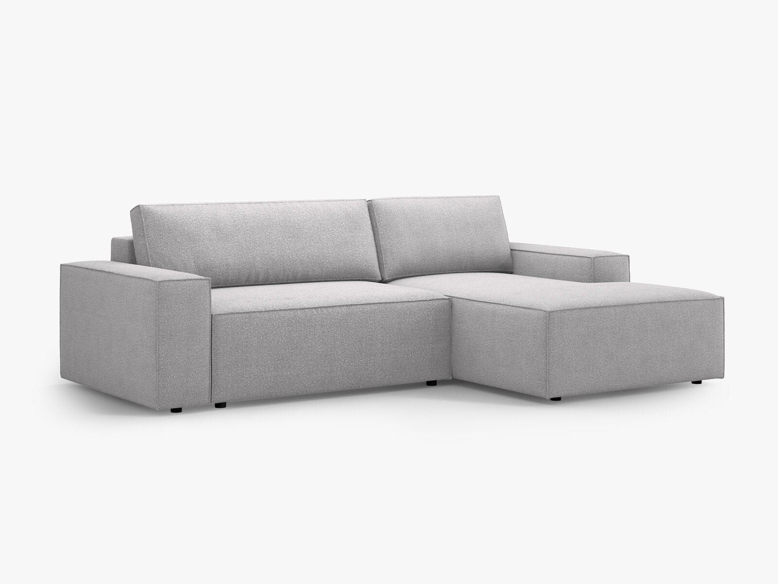 Micadoni Schlaf-Ecksofa Jodie 3-Sitzer Rechts Boucle Hellgrau