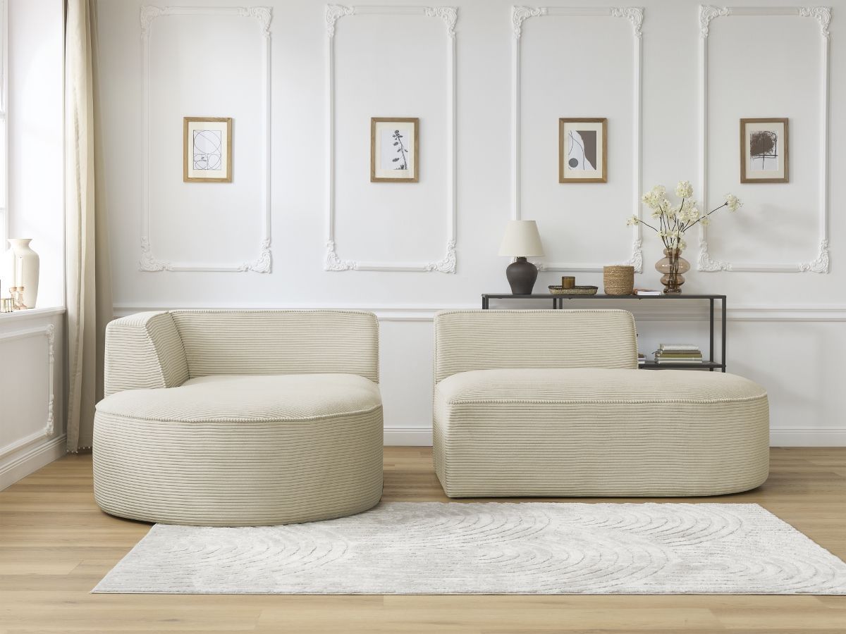 Bobochic Rousseau Ecksofa Cordsamt Beige Ecke links