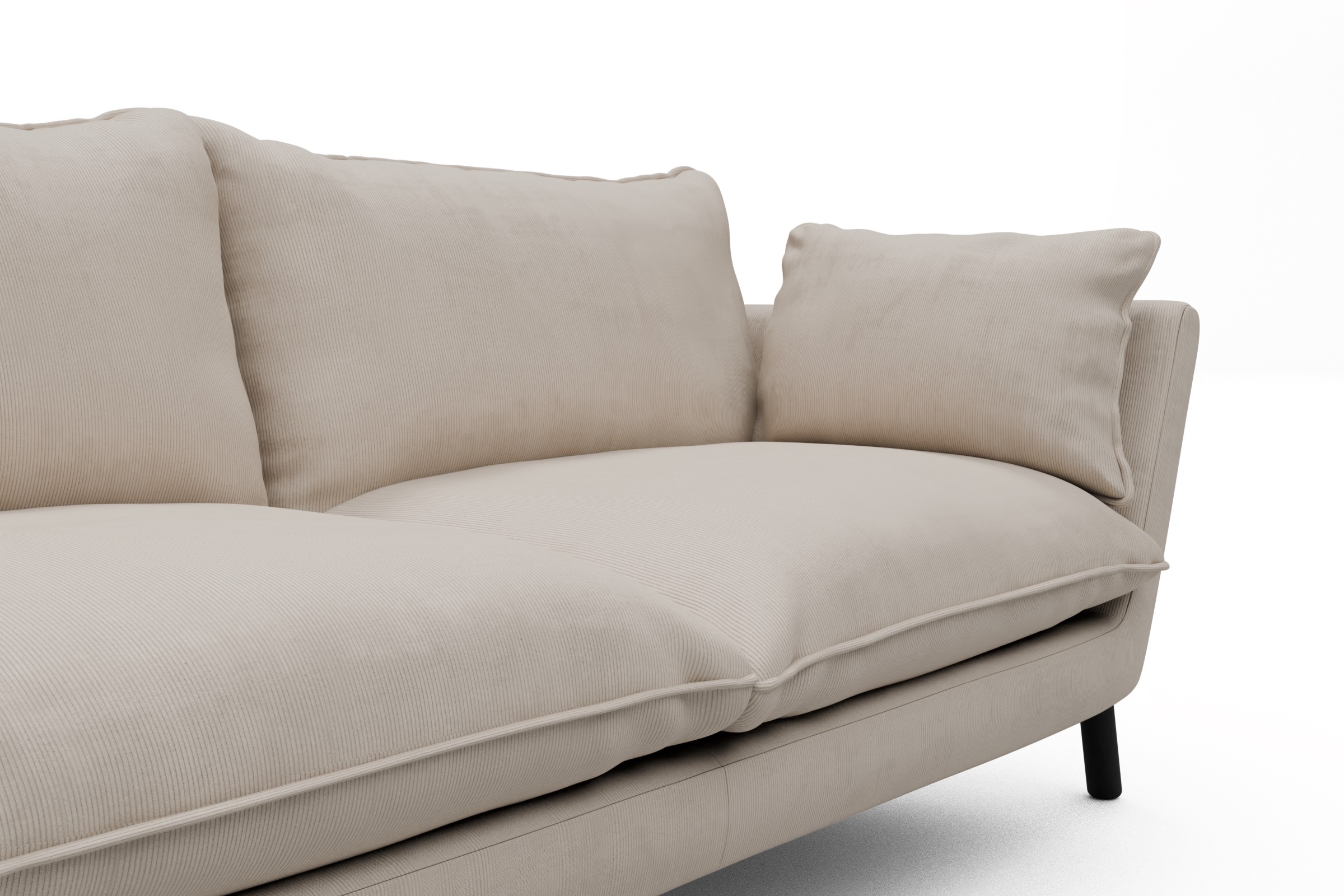 Sofa Emil PREMIUM 2-Sitzer Beinfarbe Eiche Schwarz Cordufine-Off-White