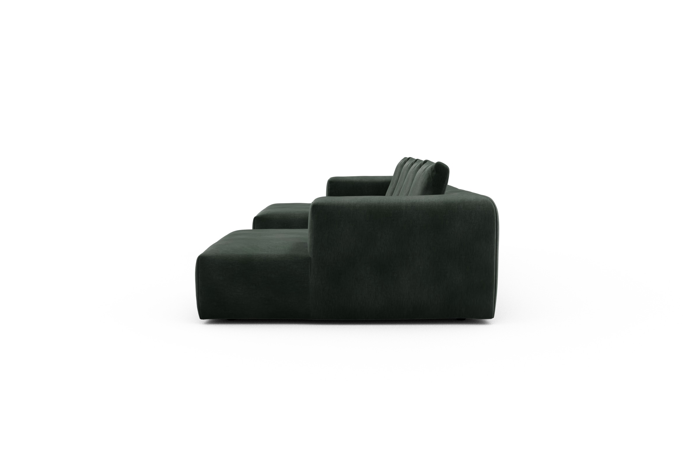 Wohnlandschaft Fred mit 2-Sitzer und Chaiselongue beidseitig Smooth-Laurel-Green