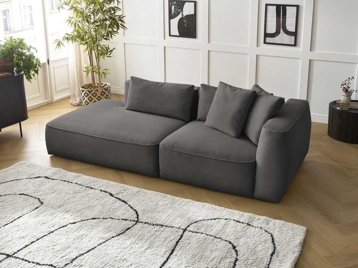 Bobochic Leopold Sofa 3-Sitzer Cordsamt Taupe Armlehne rechts