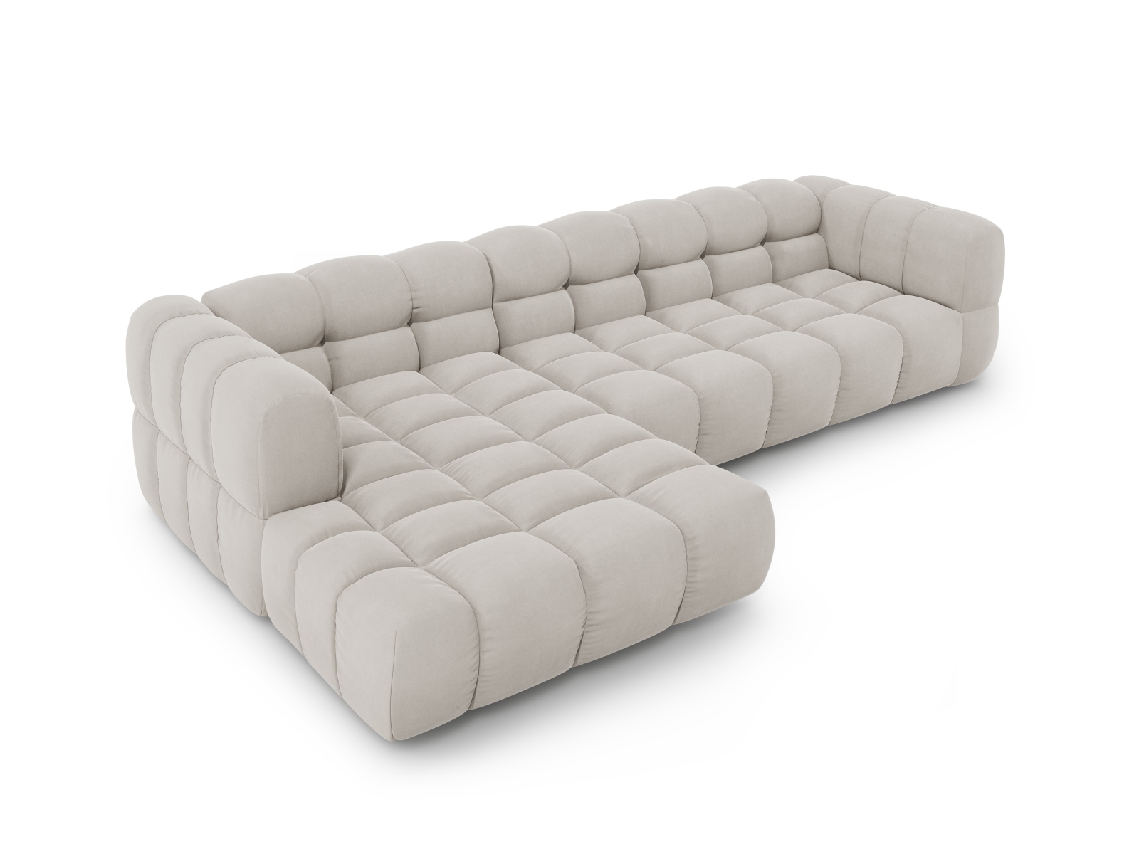 Cosmopolitan Design Ecksofa Sky 4-Sitzer große Version Samt Casino Helles Beige Links