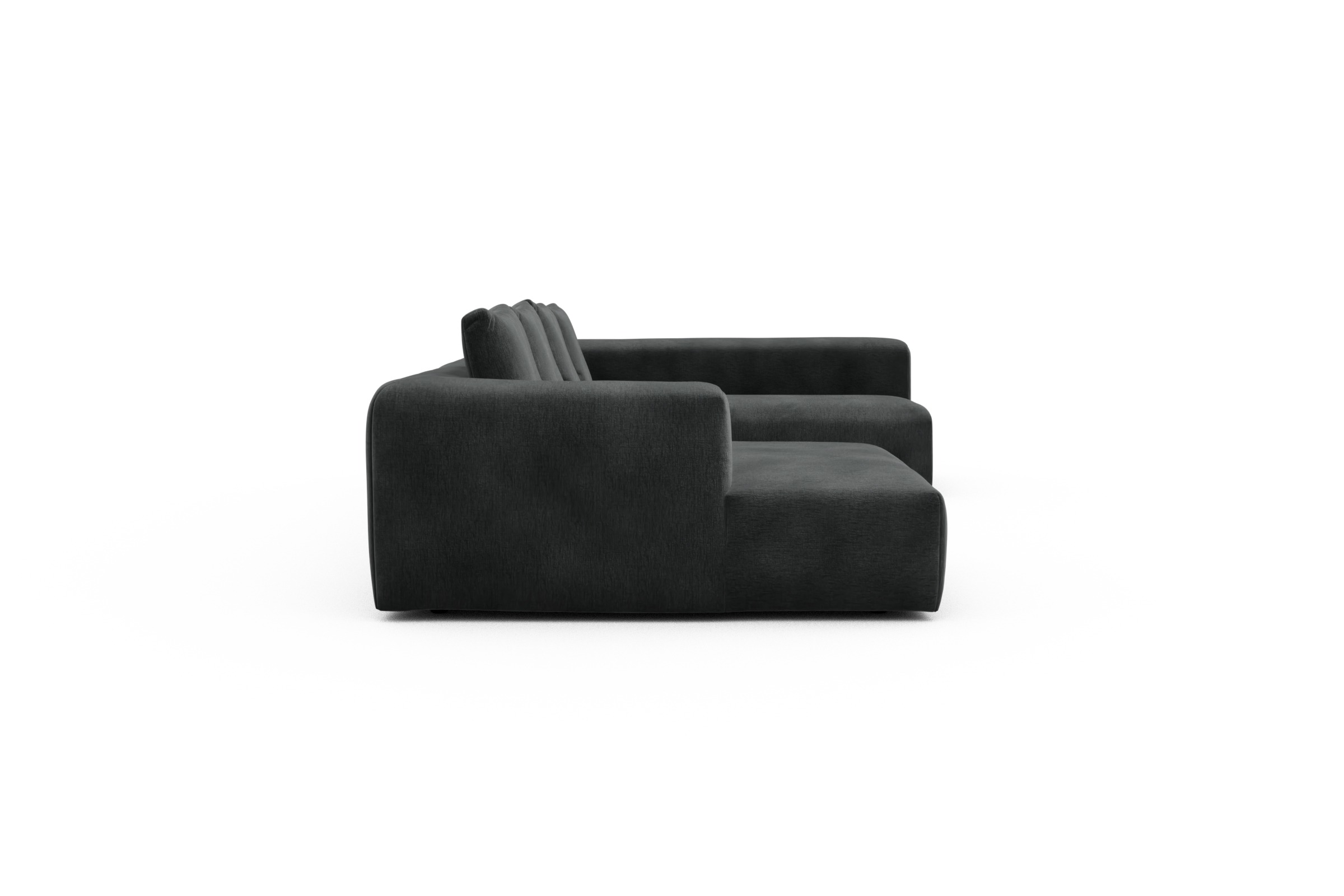 Wohnlandschaft Fred Chaiselongue links mit 2-Sitzer und lange Armlehne rechts Smooth-Deep-Warm-Grey