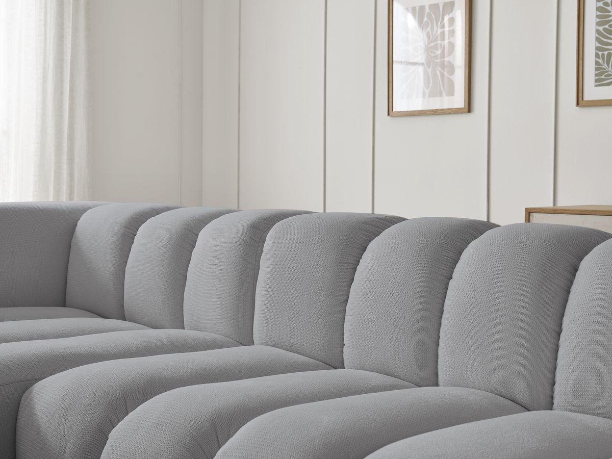 Bobochic Talia Ecksofa Melange-Stoff Hellgrau Ecke links
