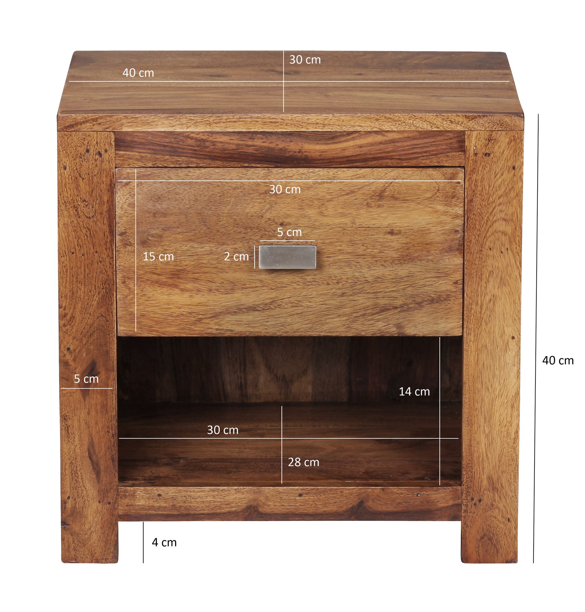 Nachttisch Aalvik Massivholz Dunkelbraun 40 × 30 × 40 cm