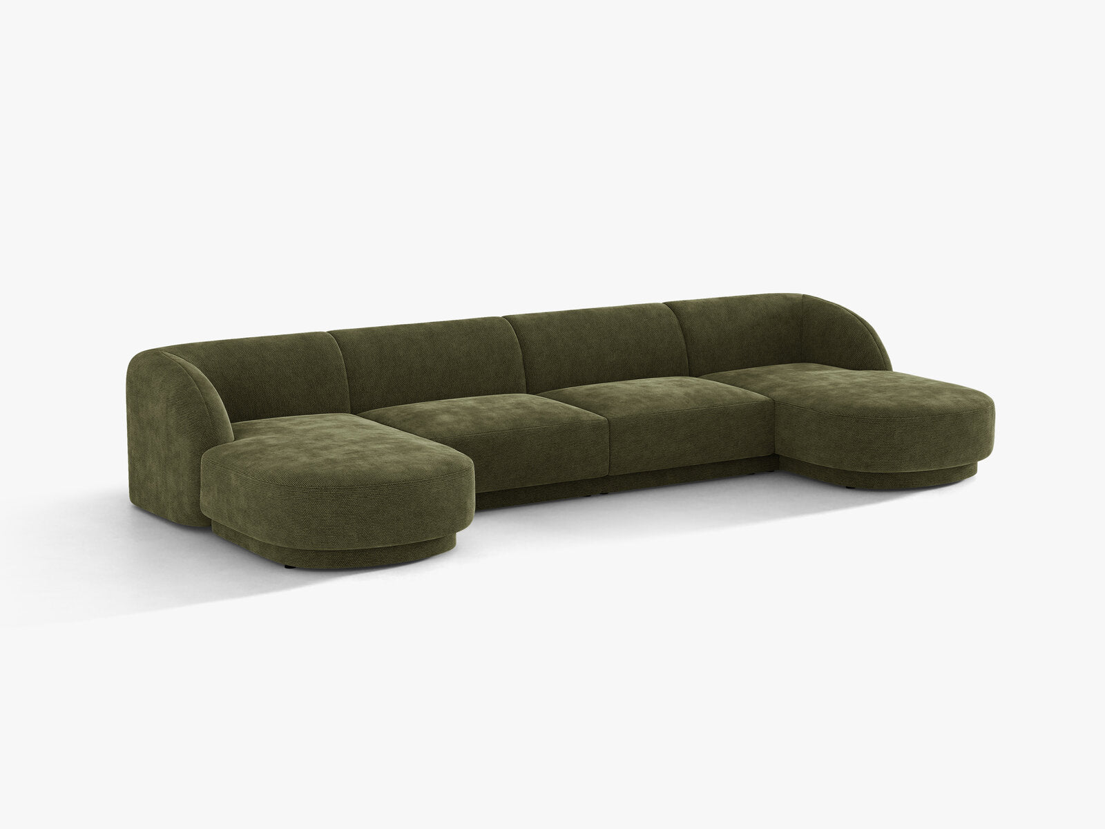 Micadoni Panorama-Sofa Miley 5-Sitzer Chenille Eden Grün