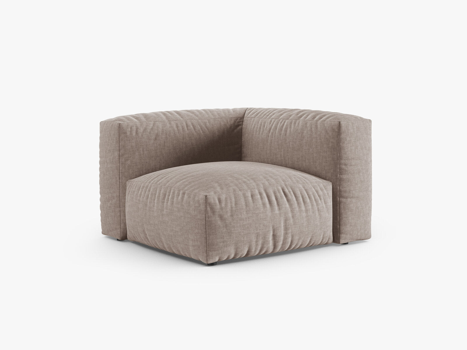 Micadoni symmetrisches Eckmodul Martina 1-Sitzer 90cm Sitztiefe Strukturierter Stoff Boston Dunkelbeige