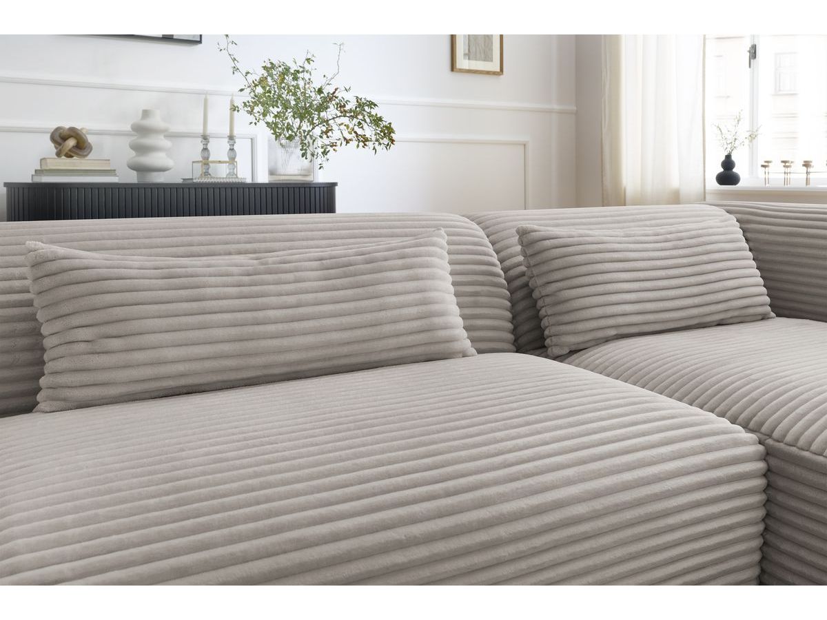 Bobochic Harry Ecksofa Breitcord weich Taupe Ecke rechts