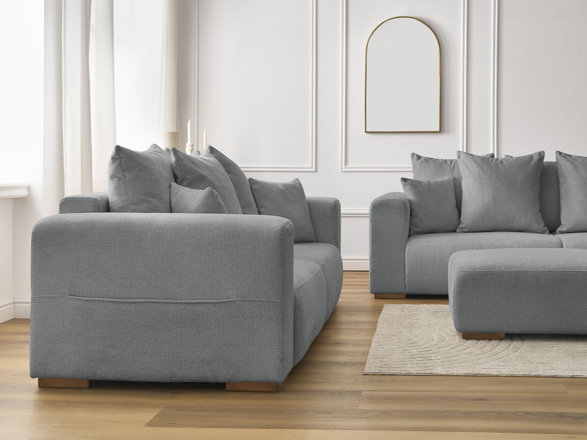 Bobochic Sidonie Sofa 6-Sitzer mit Pouf Melange-Stoff Dunkelgrau