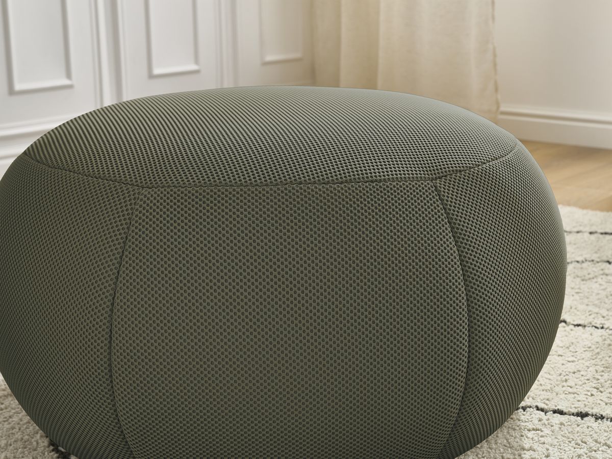 Bobochic Hayden Pouf, rund Mesh-Stoff Grün, 76 cm
