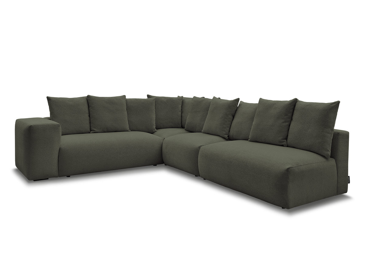 Bobochic Voltaire Ecksofa 322 × 268 cm Melange-Stoff Grün Ecke links