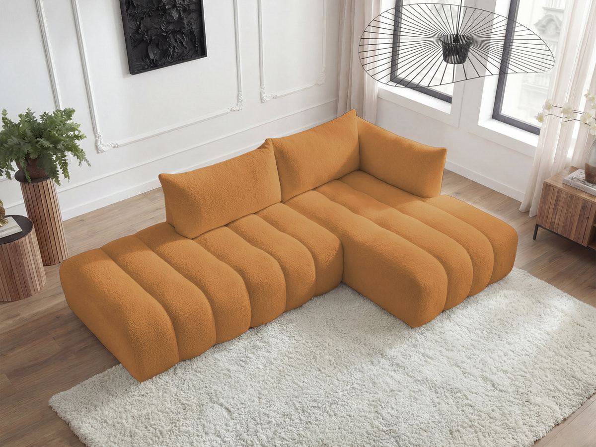 Bobochic Azra Ecksofa 319 × 178 cm Bouclé-Stoff Gelb Ecke rechts