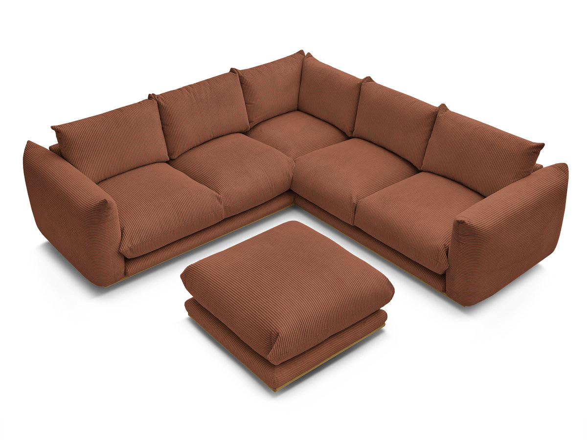 Bobochic Ernest Ecksofa mit Pouf Cordsamt Orange