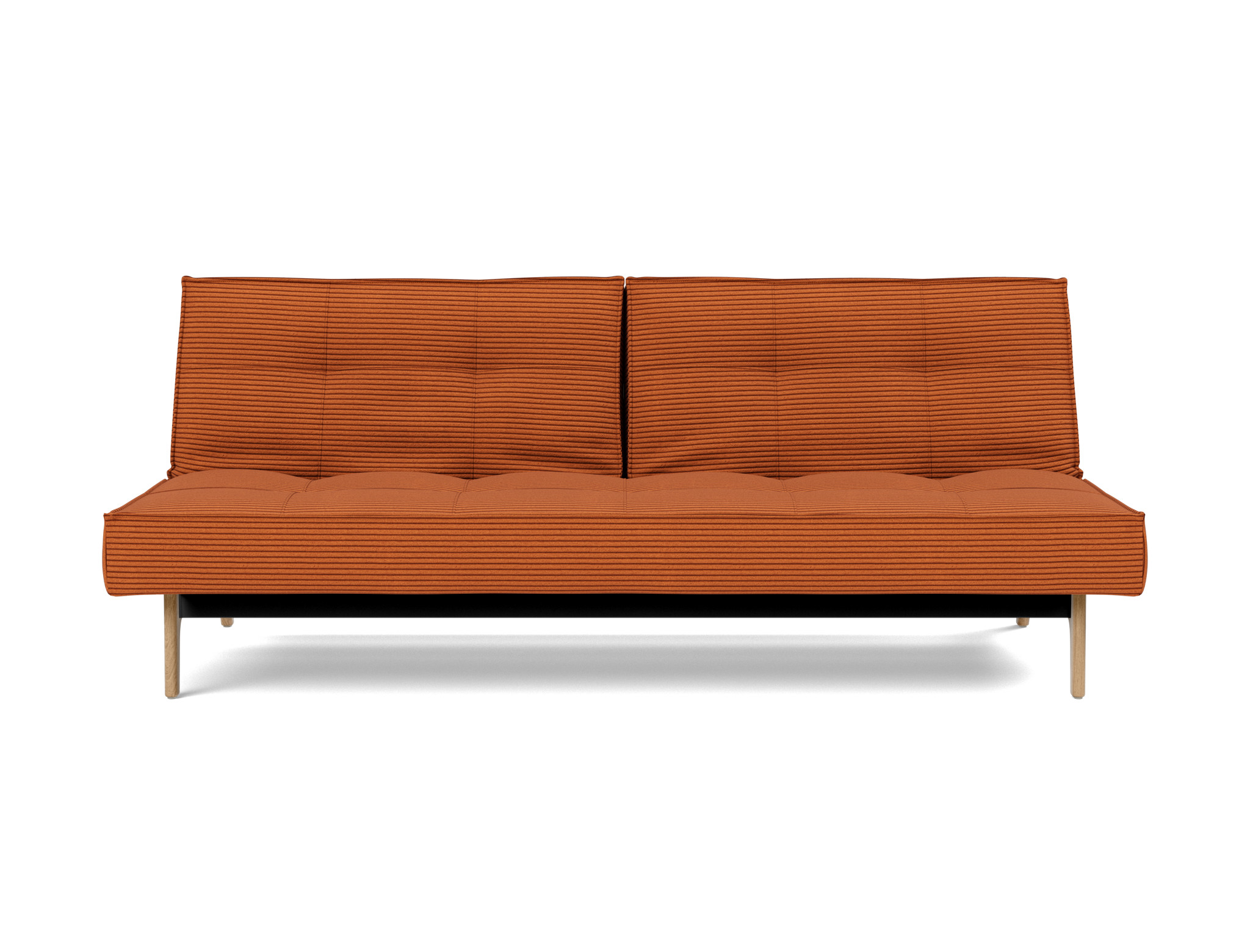 Schlafsofa Splitback Kord Corduroy 595-Burnt-Orange Beine Eiche