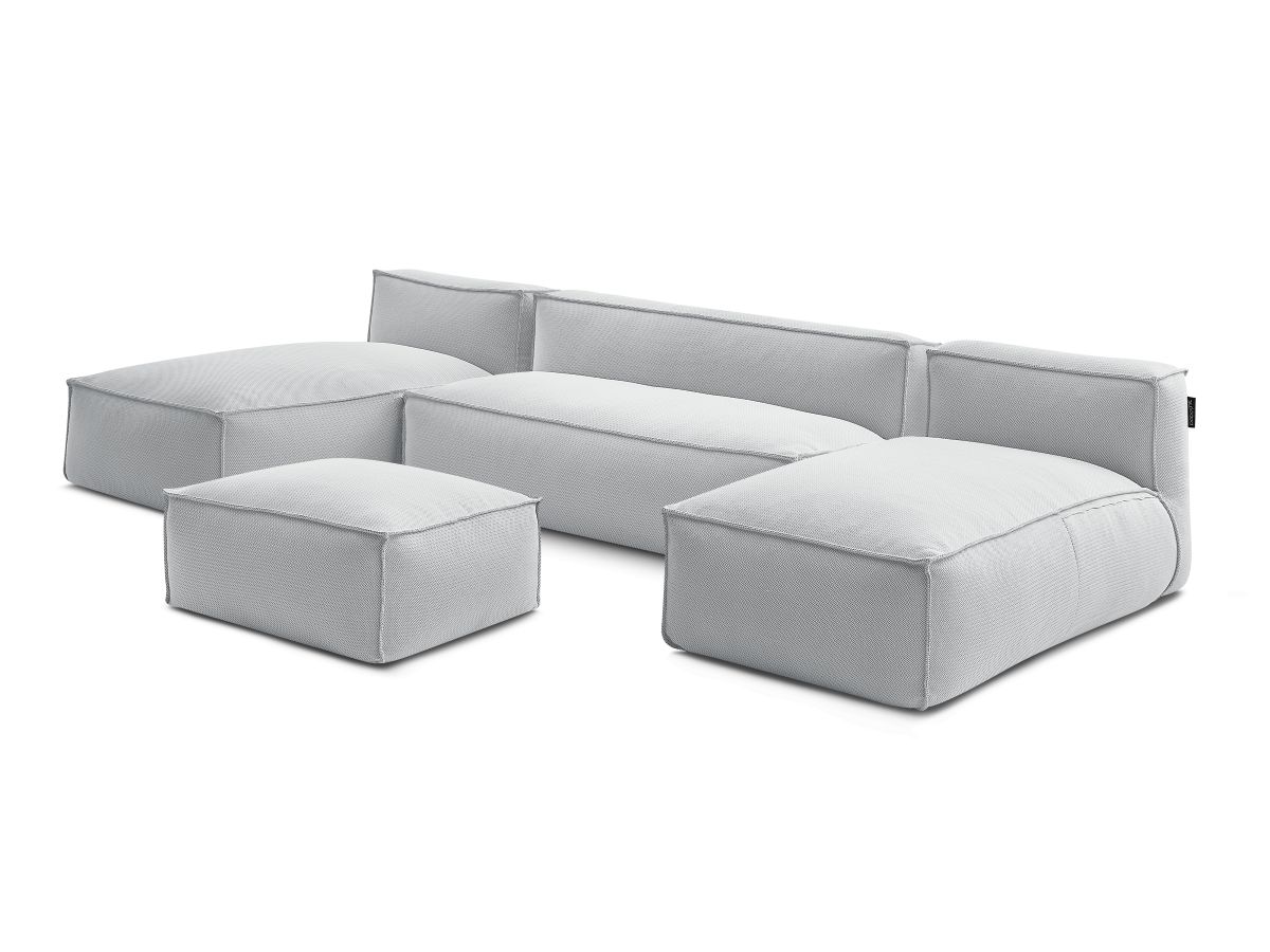 Bobochic Biarritz Gartensofa 4-Sitzer mit Pouf 332 × 168 cm Melange-Stoff Grau