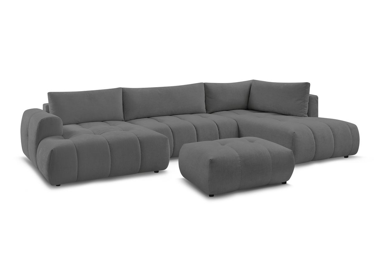 Bobochic Fuji Wohnlandschaft mit Pouf Stoff Dunkelgrau Ecke links