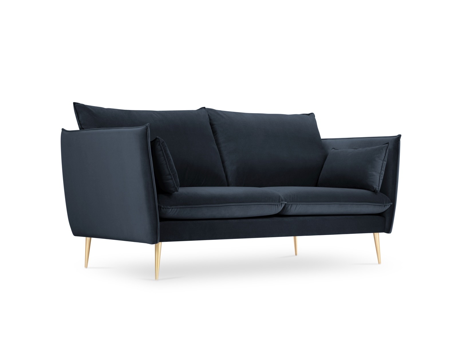 2-Sitzer Velvet Sofa Agate | Bezug Dark Blue | Beinfarbe Gold Metal