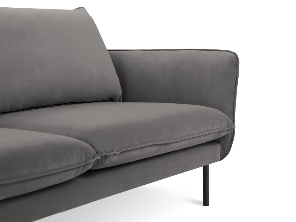 Cosmopolitan Design Sofa Vienna 2-Sitzer Samt Bluvel Hellgrau Beine Schwarzes Metall