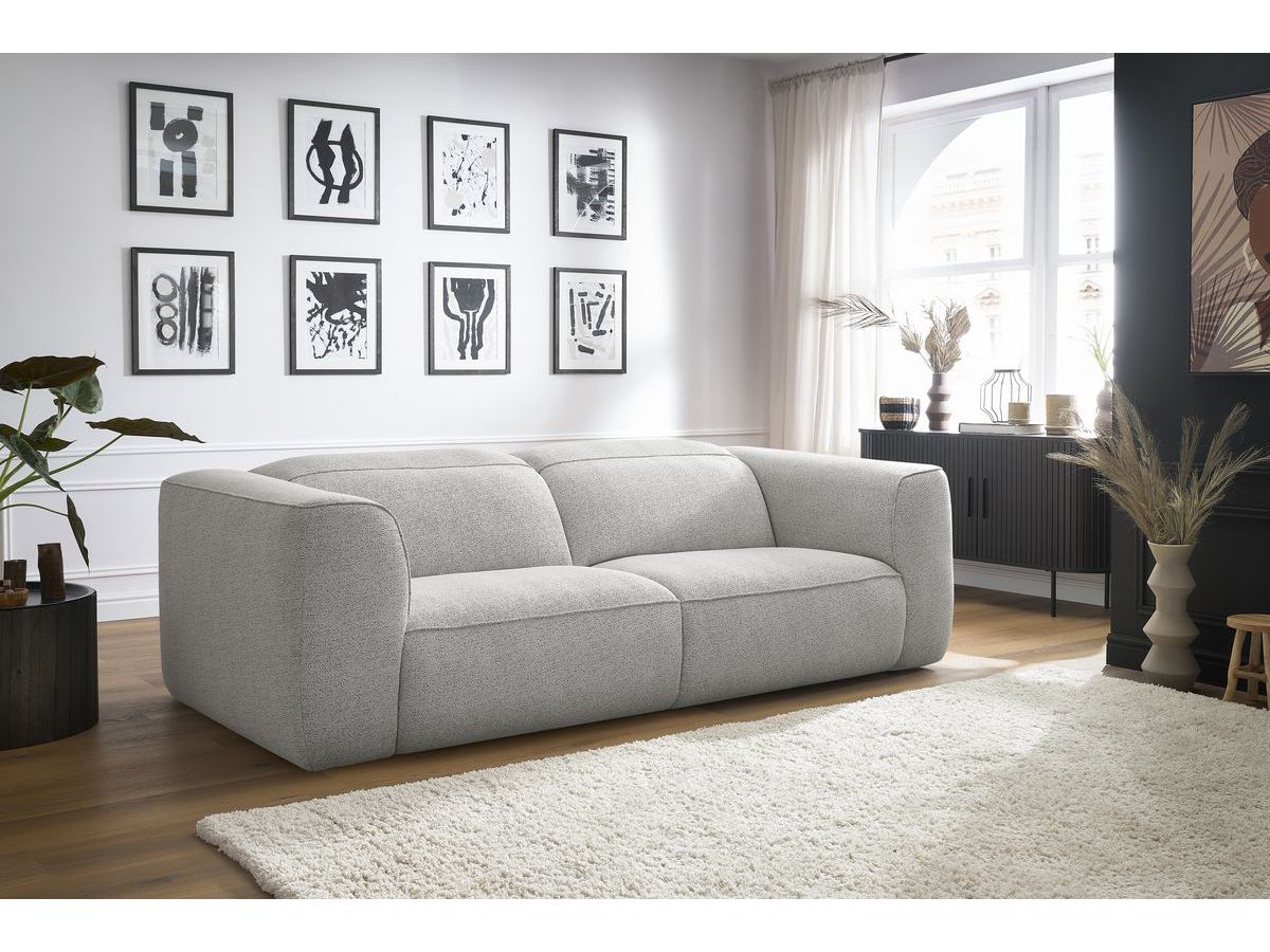 Bobochic William Sofa 3-Sitzer Melange-Stoff Weiß
