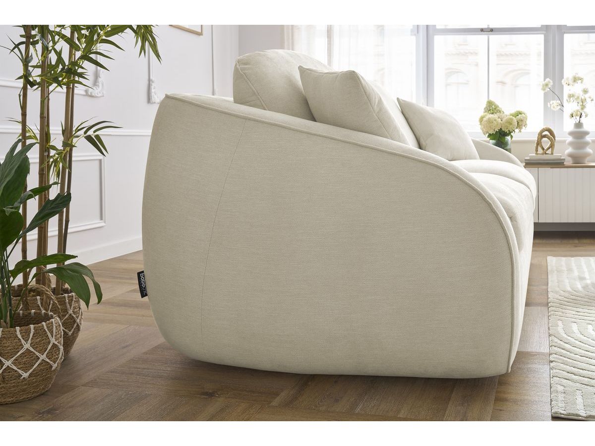 Bobochic Cezanne Schlafsofa 3-Sitzer Stoff Beige, Liegefläche 140 × 194 cm