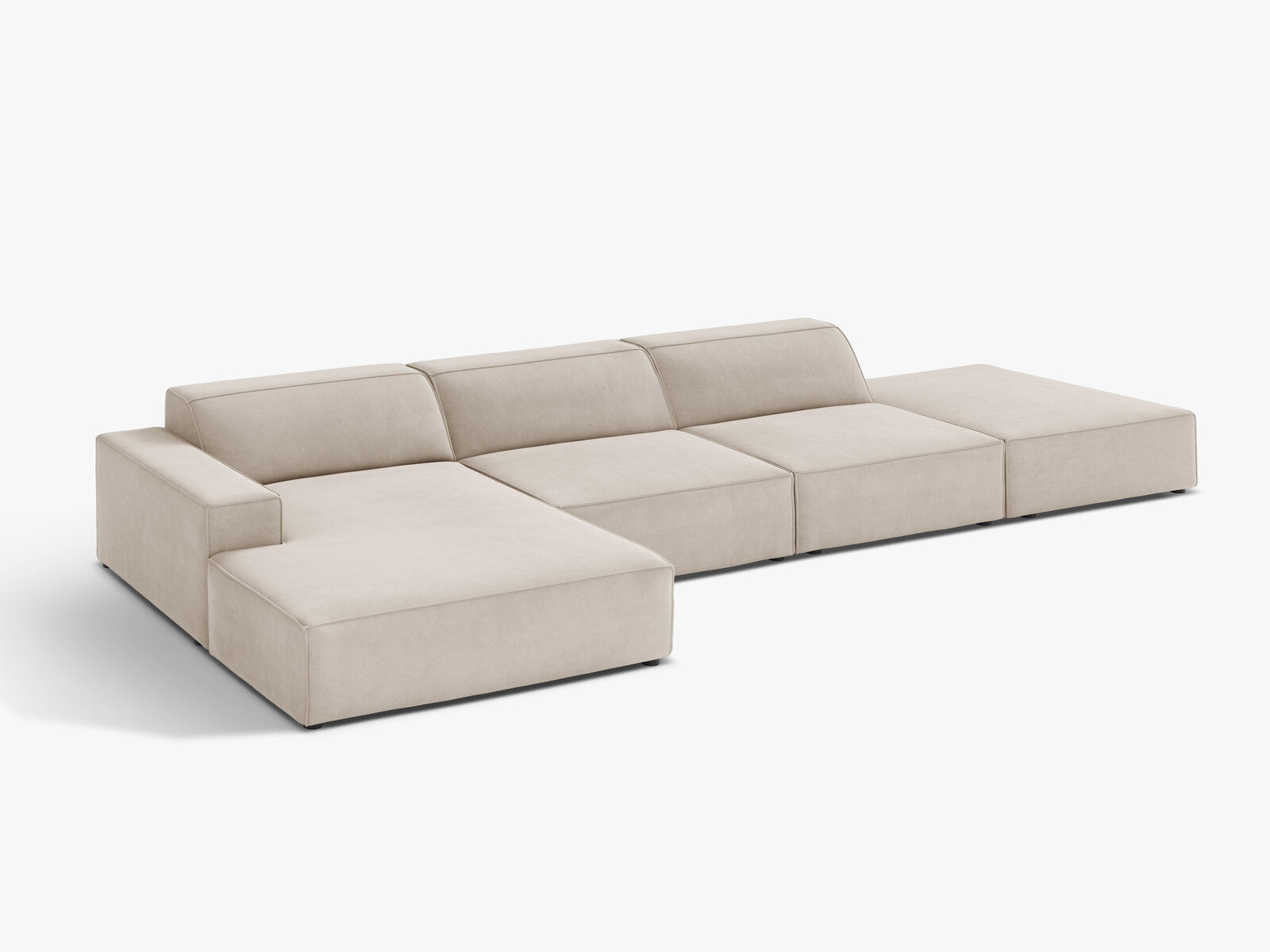 Micadoni Ecksofa Jodie 5-Sitzer Links Samt Bluvel Dunkelbeige