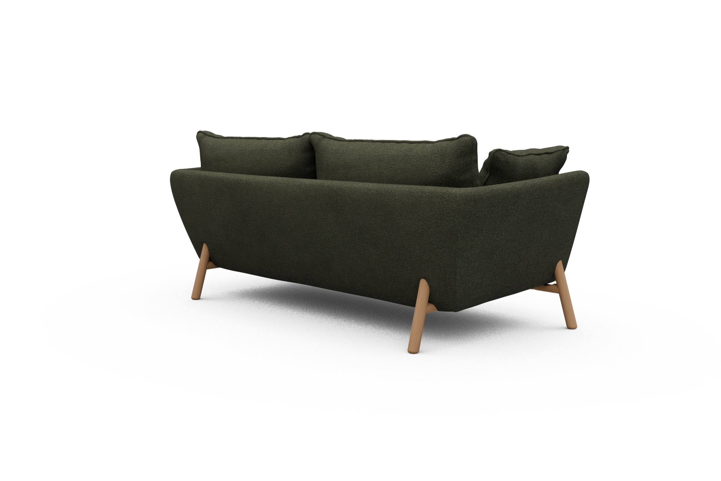 Sofa Emil PREMIUM 2-Sitzer Beinfarbe Eiche Natur Boucle-Forest-Green