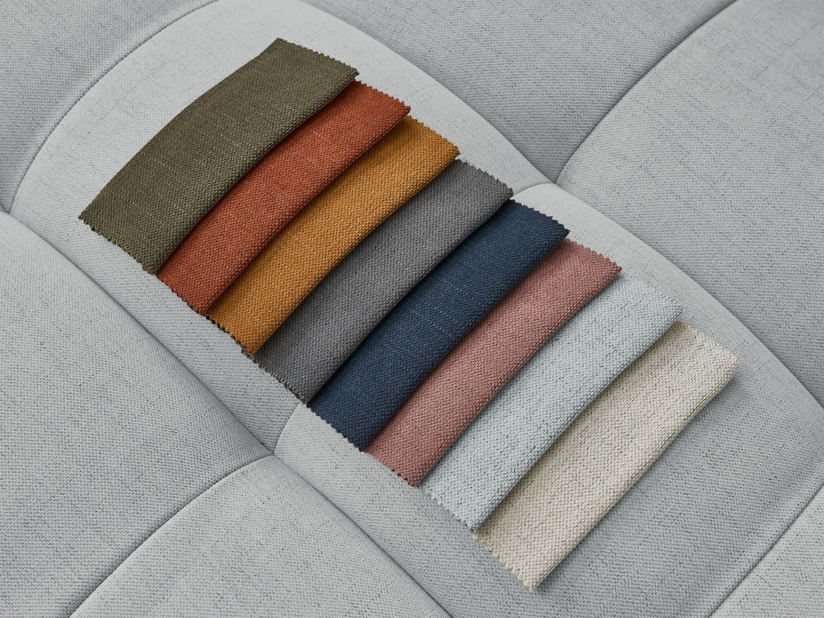 Bobochic Cloud Ecksofa mit Pouf 268 × 110 cm Stoff Hellgrau