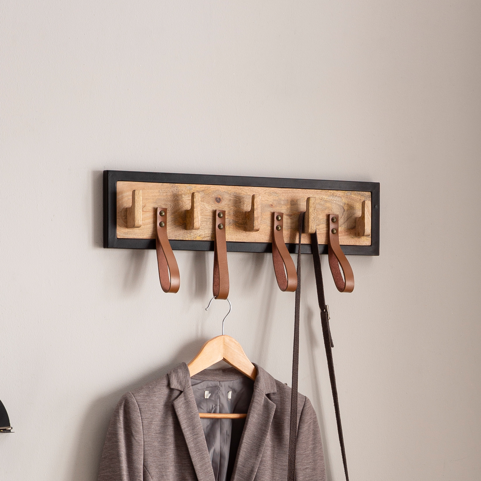 Wandgarderobe Brusand Mango Massivholz Braun 60 × 6 × 15 cm